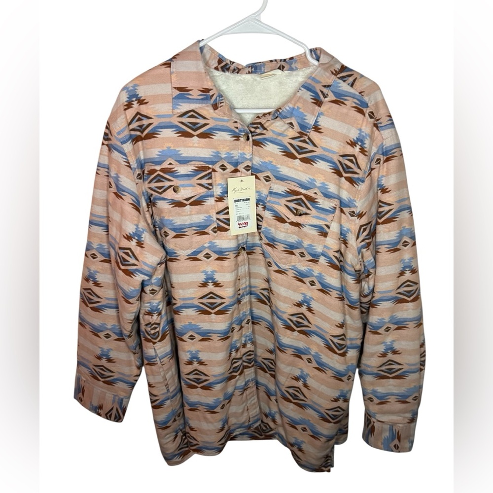 Women's Ely & Walker Flannel Aztec Print Jacket with Sherpa Lining XXL NWT